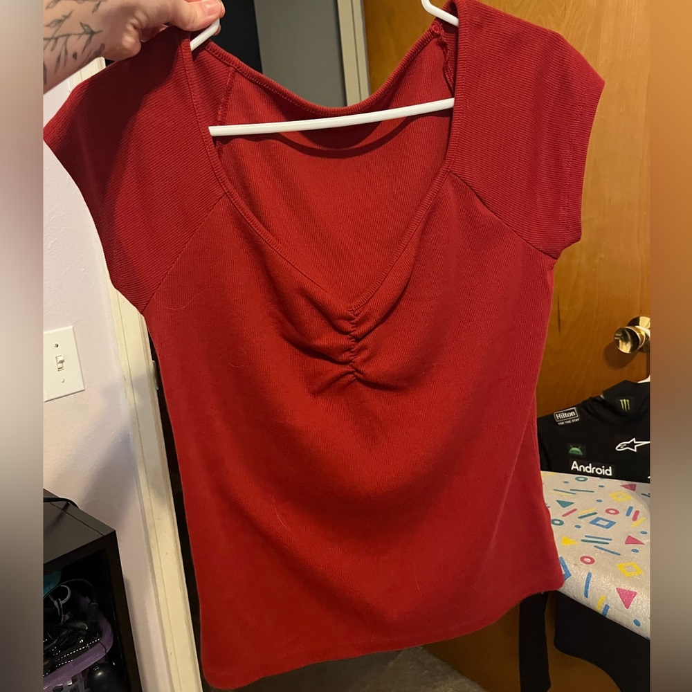 red and black old navy tops